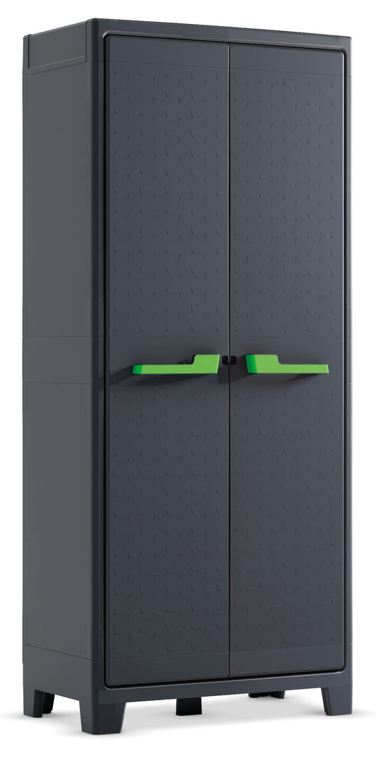 Keter Moby Kunststoffschrank hoch, 80x44x182 cm, 4 Böden, Anthrazit/Grün/Grau